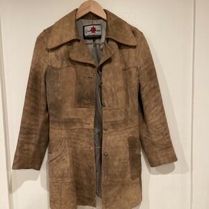 Vintage Brown Suede Jacket Womens S 70s Western Boho Leather Coat Made in Canada